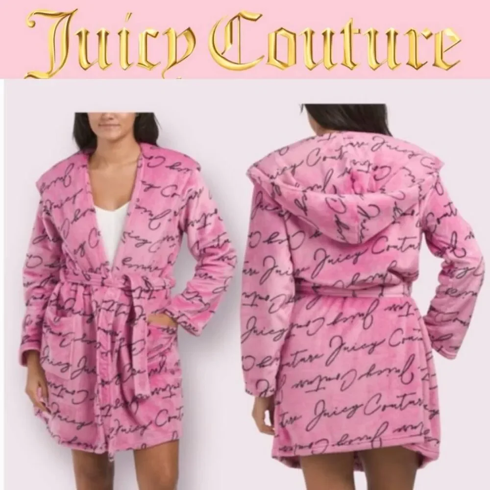 Juicy‎ Couture Logo Hooded Plush Robe